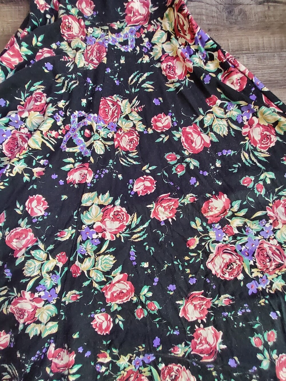 Reformation Black Floral Midi Dress with Pink Roses - Picture 3 of 6